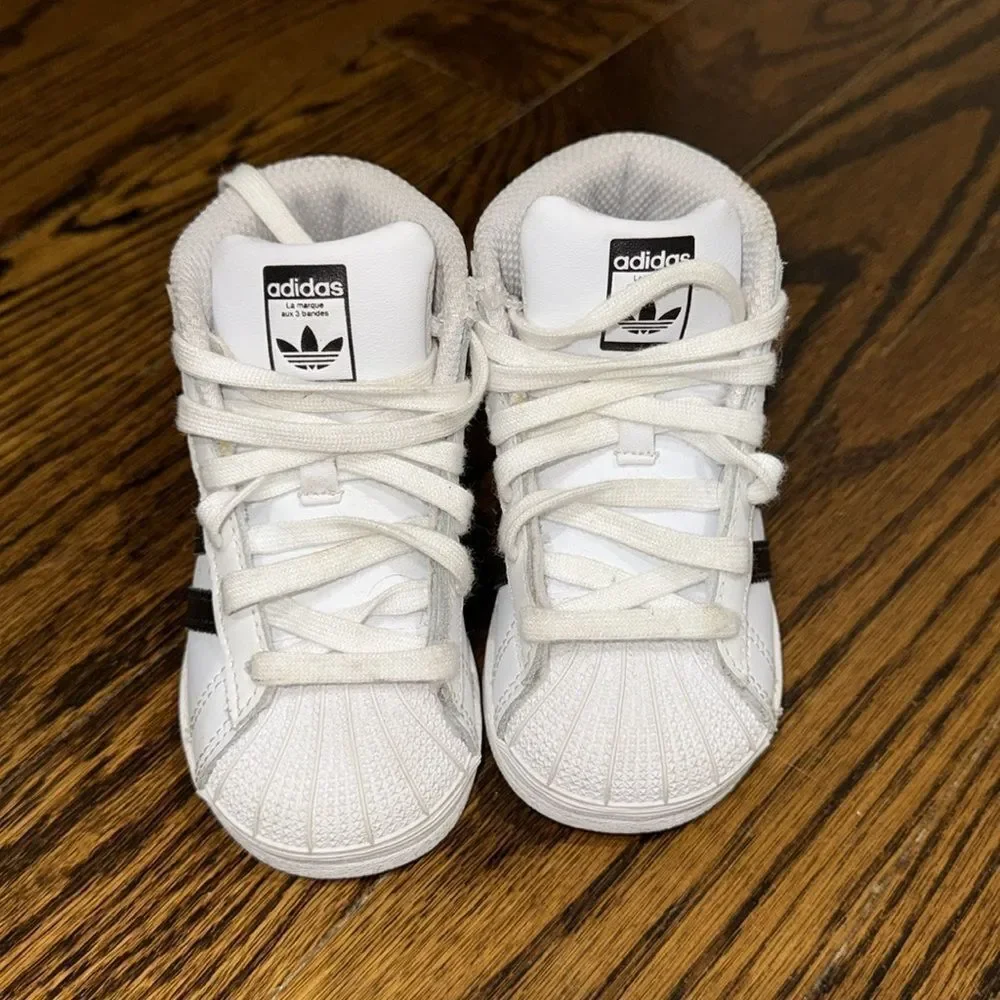 ADIDAS TODDLER PRO MODEL WHITE & BLACK SNEAKER 6